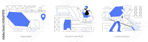 Heavy equipment abstract concept vector illustrations.