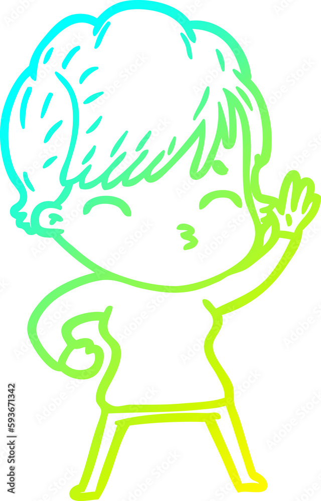 cold gradient line drawing cartoon woman thinking cold gradient line drawing cartoon woman thinking