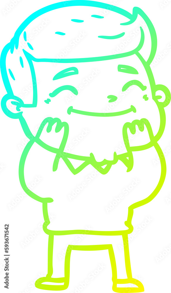 cold gradient line drawing happy cartoon man cold gradient line drawing happy cartoon man