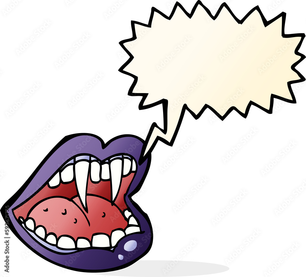 cartoon vampire mouth with speech bubble cartoon vampire mouth with speech bubble