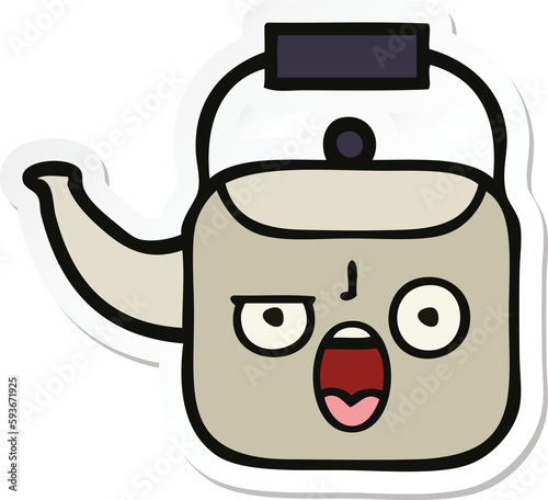 sticker of a cute cartoon kettle