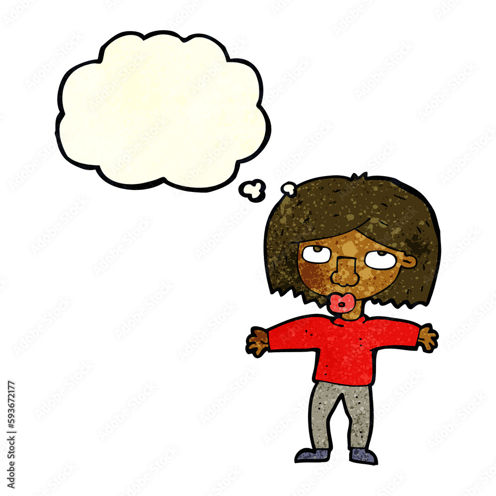 cartoon girl looking upwards with thought bubble cartoon girl looking upwards with thought bubble
