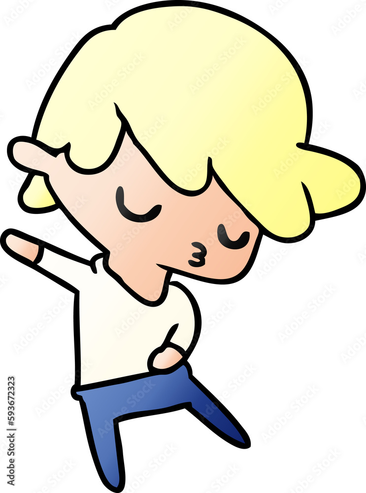 gradient cartoon of kawaii cute boy gradient cartoon of kawaii cute boy