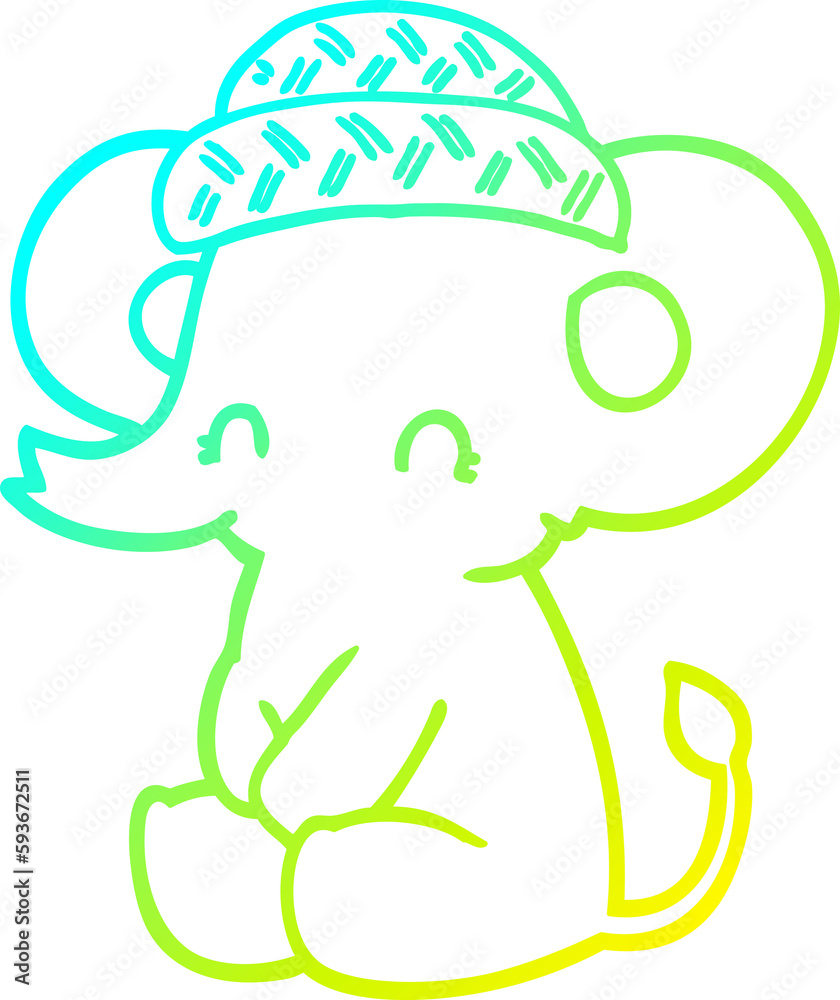 cold gradient line drawing cartoon cute elephant