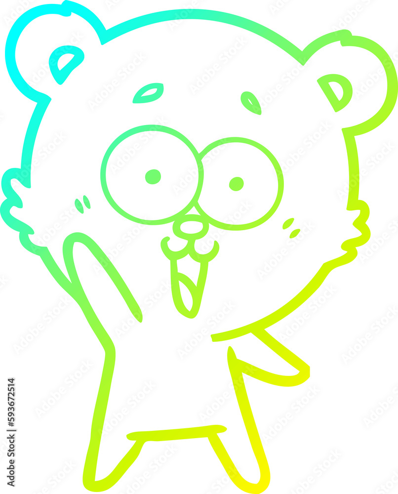 cold gradient line drawing waving teddy bear cartoon cold gradient line drawing waving teddy bear cartoon