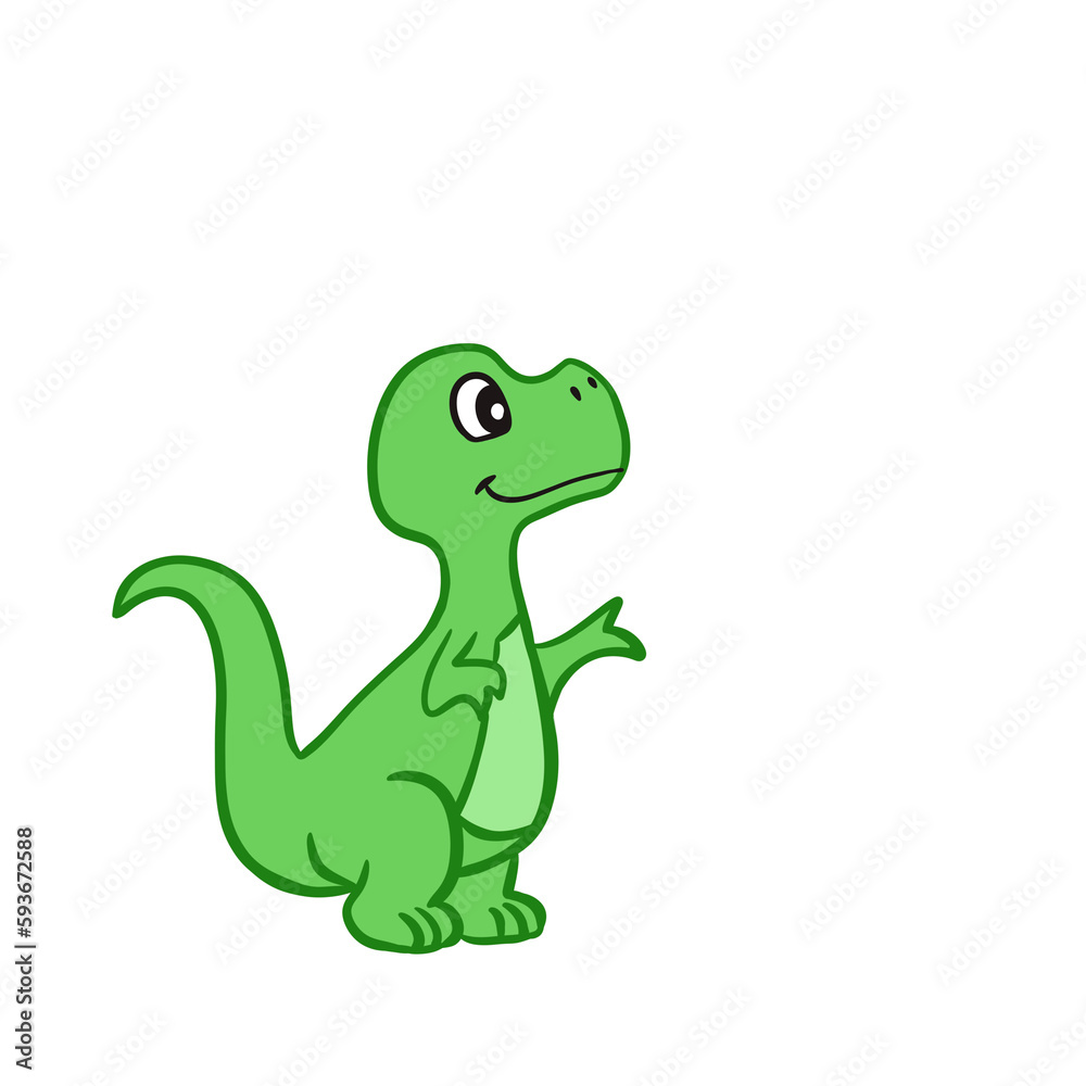 Naklejka premium Cute green little dinosaur