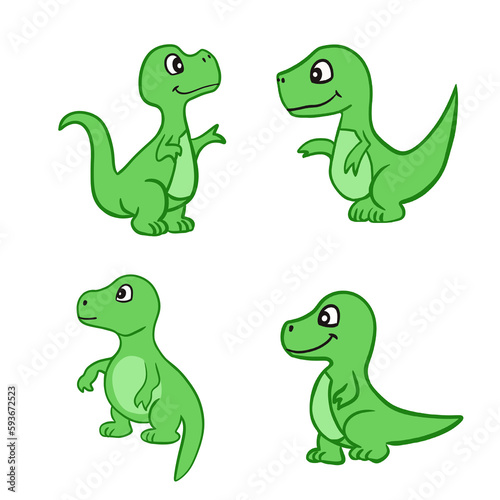 set of funny cartoon dinosaurs