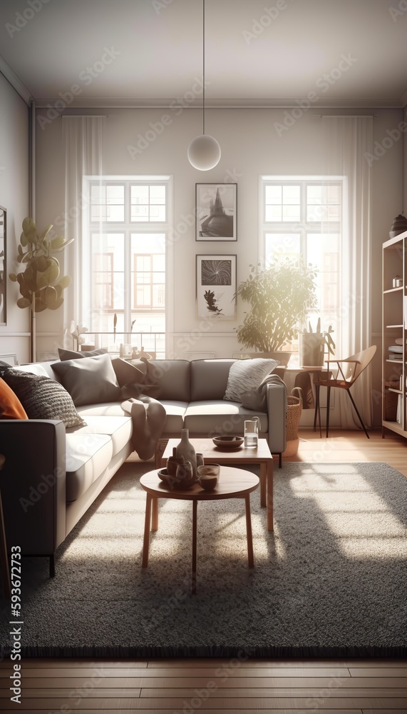 modern living room - generative ai modern living room - generative ai