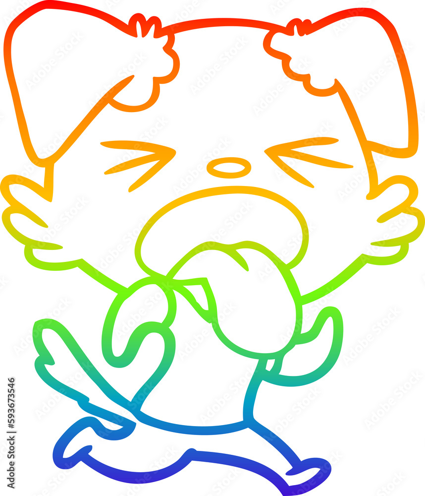 rainbow gradient line drawing cartoon disgusted dog rainbow gradient line drawing cartoon disgusted dog