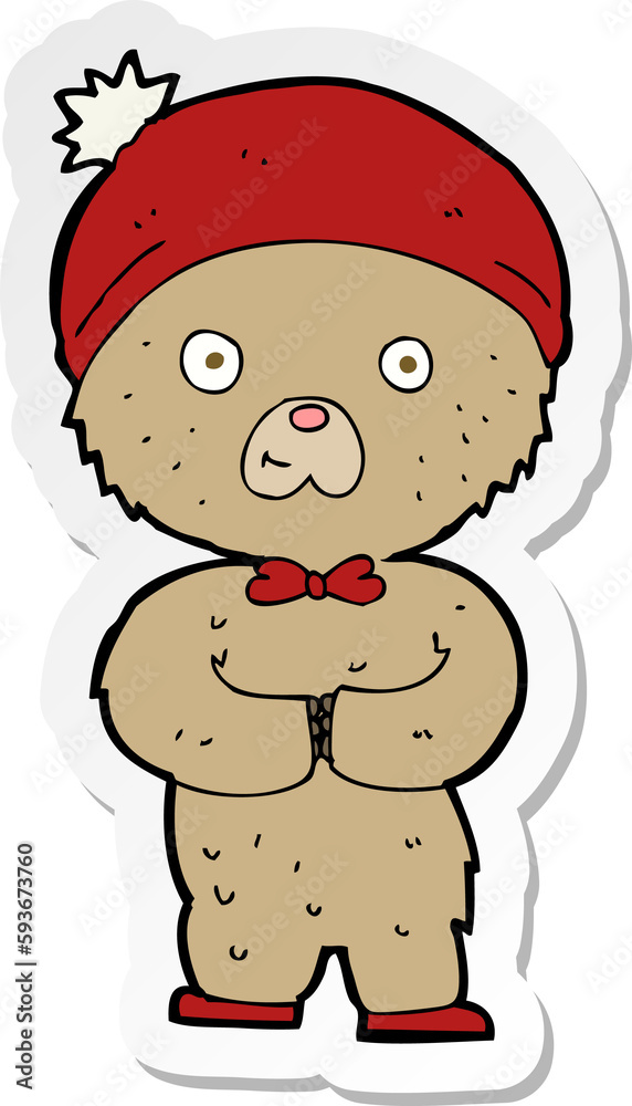 sticker of a cartoon teddy bear sticker of a cartoon teddy bear