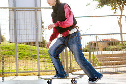 Teen girl posing in a skate park  photo