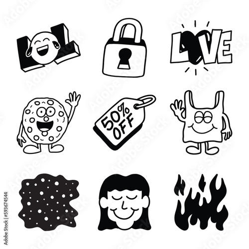 Set of illustration Hand drawing Doodles icons