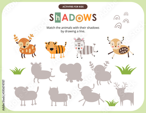 Fototapeta Naklejka Na Ścianę i Meble -  Cute Animals Maze game for children. Help Deer get to Apples. Vector illustration. Labyrinth for kids activity book.