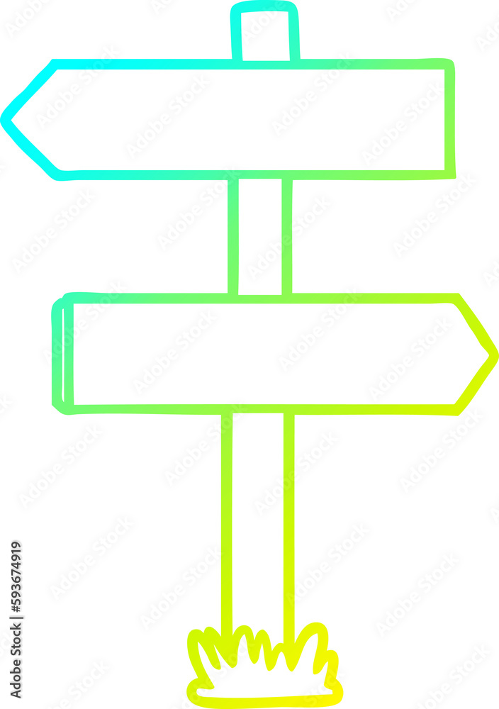 cold gradient line drawing cartoon sign post cold gradient line drawing cartoon sign post
