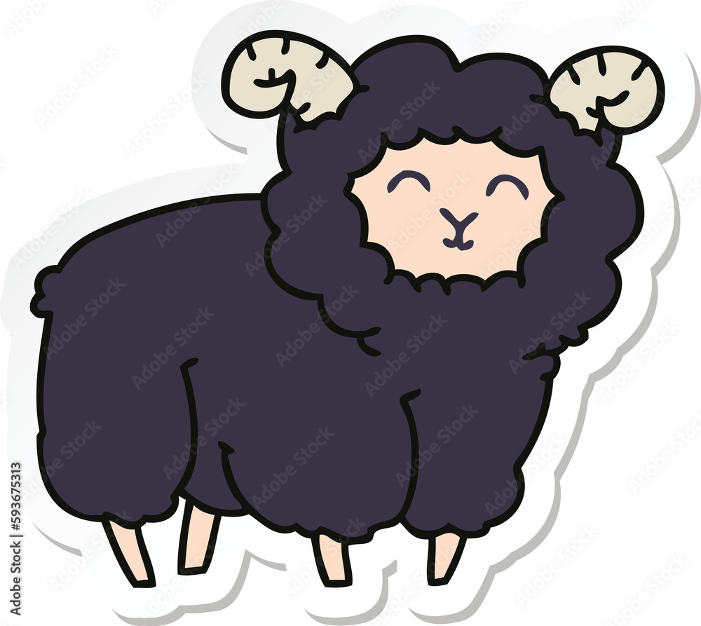 sticker of a quirky hand drawn cartoon ram sticker of a quirky hand drawn cartoon ram