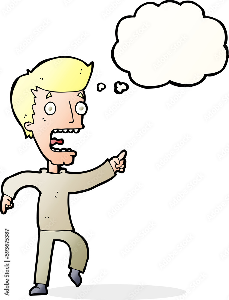 cartoon terrified man with thought bubble cartoon terrified man with thought bubble