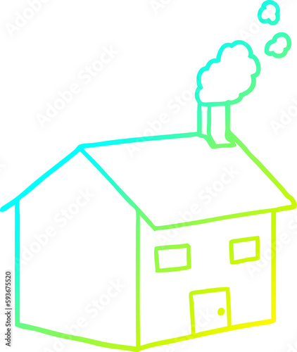 cold gradient line drawing cartoon house © lineartestpilot