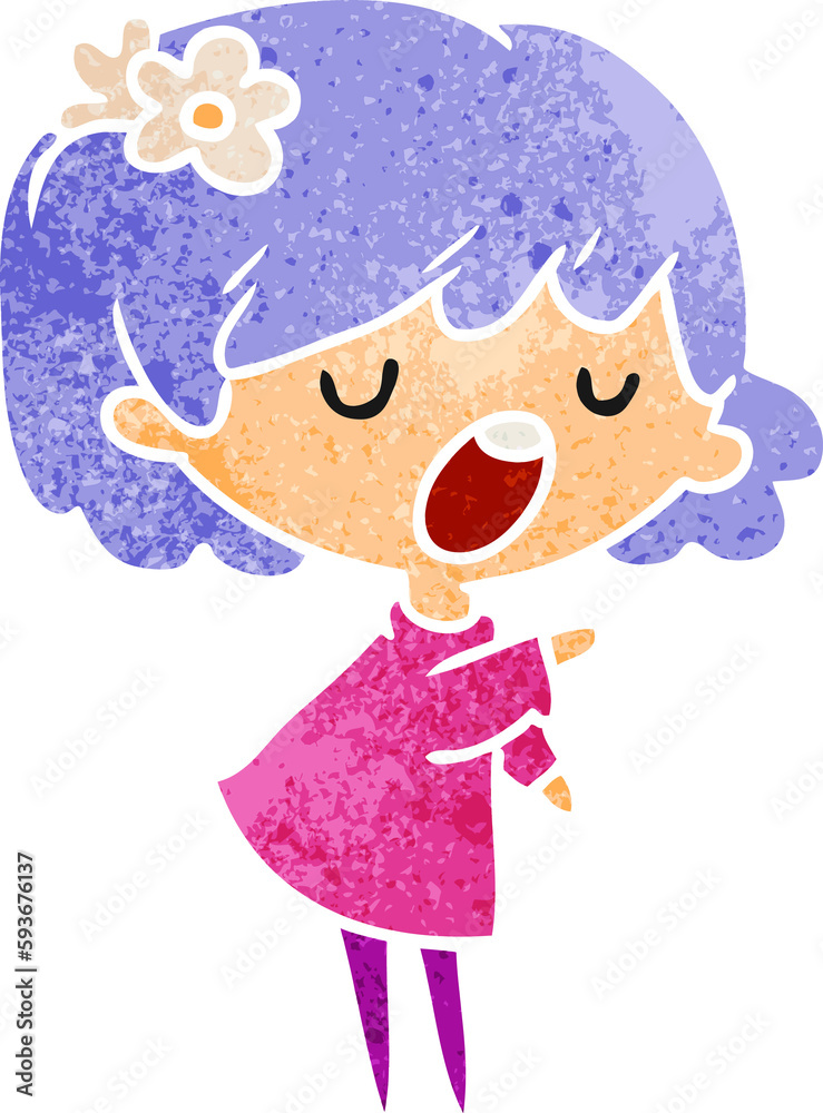 retro cartoon of a cute kawaii girl retro cartoon of a cute kawaii girl