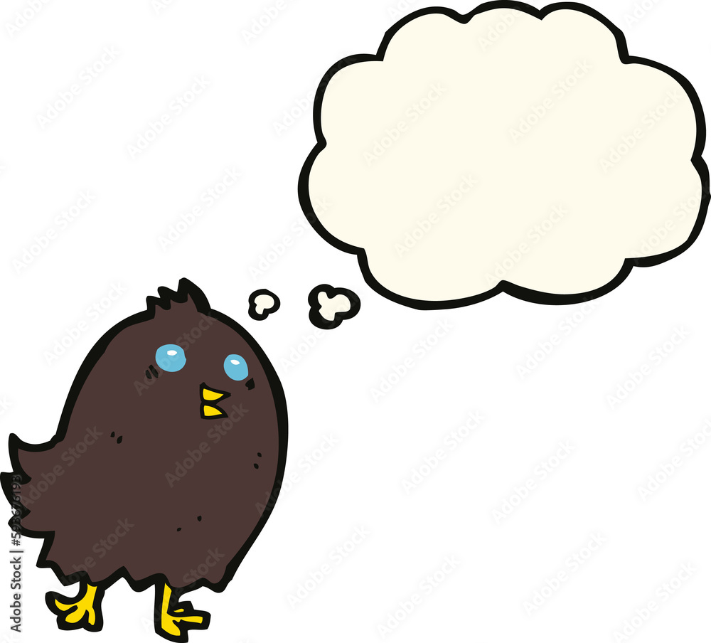 cartoon spooky black bird with thought bubble cartoon spooky black bird with thought bubble