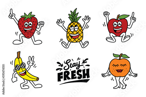 Set of illustration Hand drawing Fruits icons
