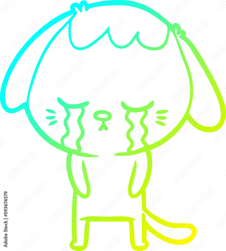 cold gradient line drawing cute puppy crying cartoon cold gradient line drawing cute puppy crying cartoon
