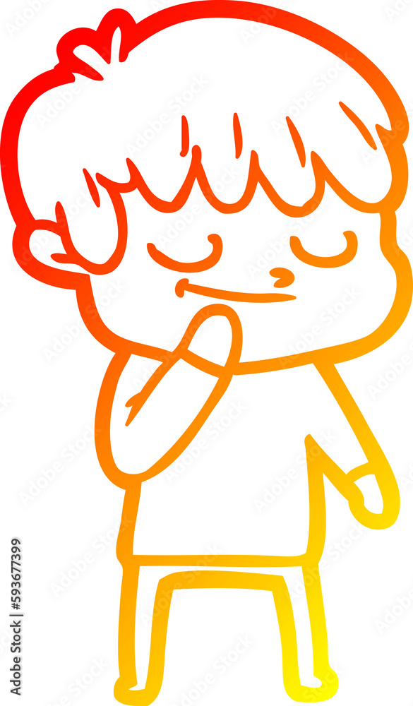 warm gradient line drawing cartoon happy boy warm gradient line drawing cartoon happy boy