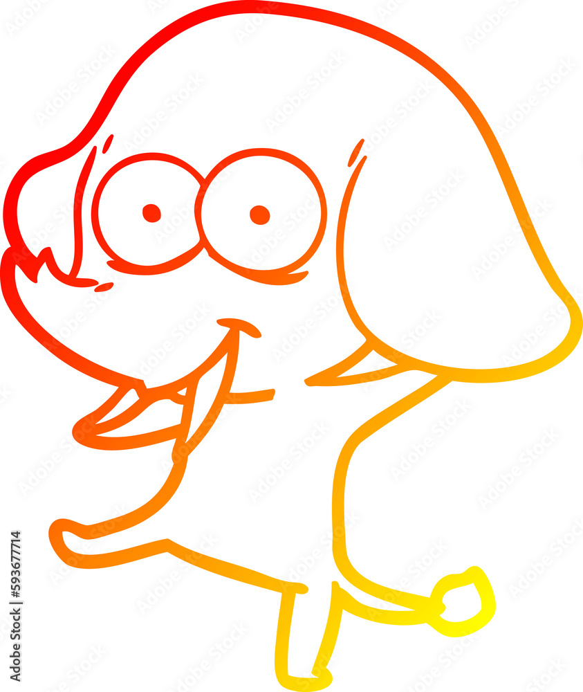 Obraz premium warm gradient line drawing happy cartoon elephant