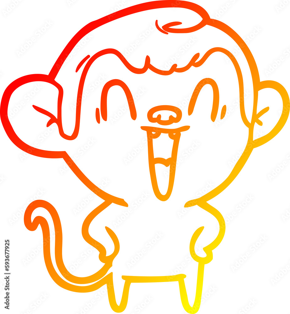 warm gradient line drawing cartoon laughing monkey warm gradient line drawing cartoon laughing monkey