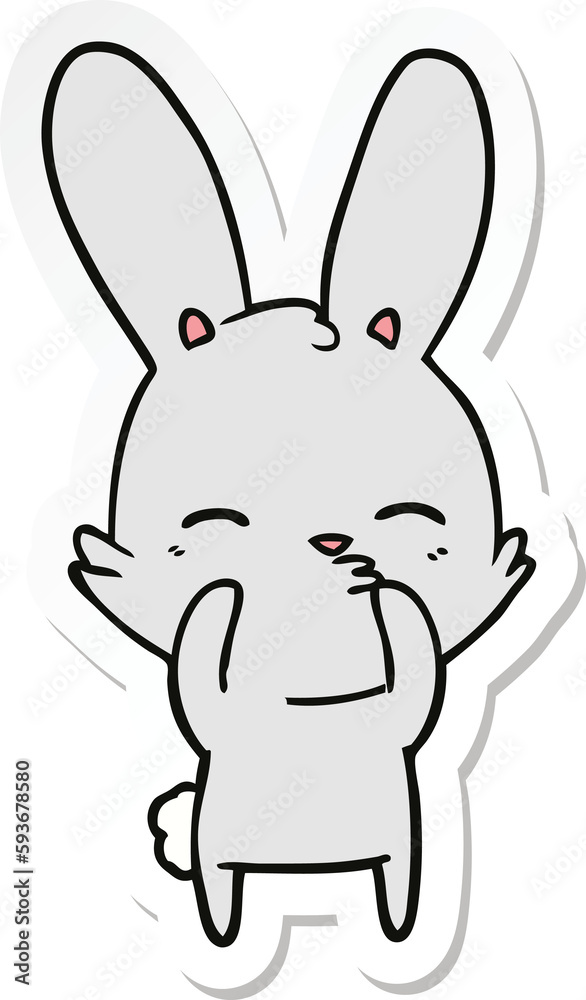 sticker of a curious bunny cartoon sticker of a curious bunny cartoon