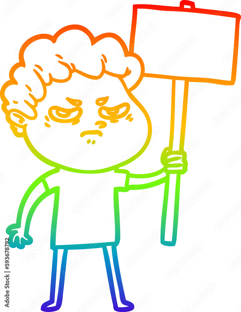 rainbow gradient line drawing cartoon angry man rainbow gradient line drawing cartoon angry man