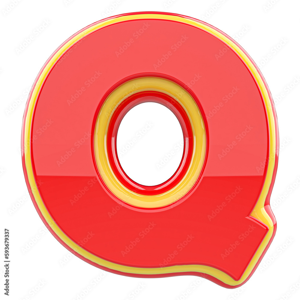 3d letter Q red font render 3d letter Q red font render