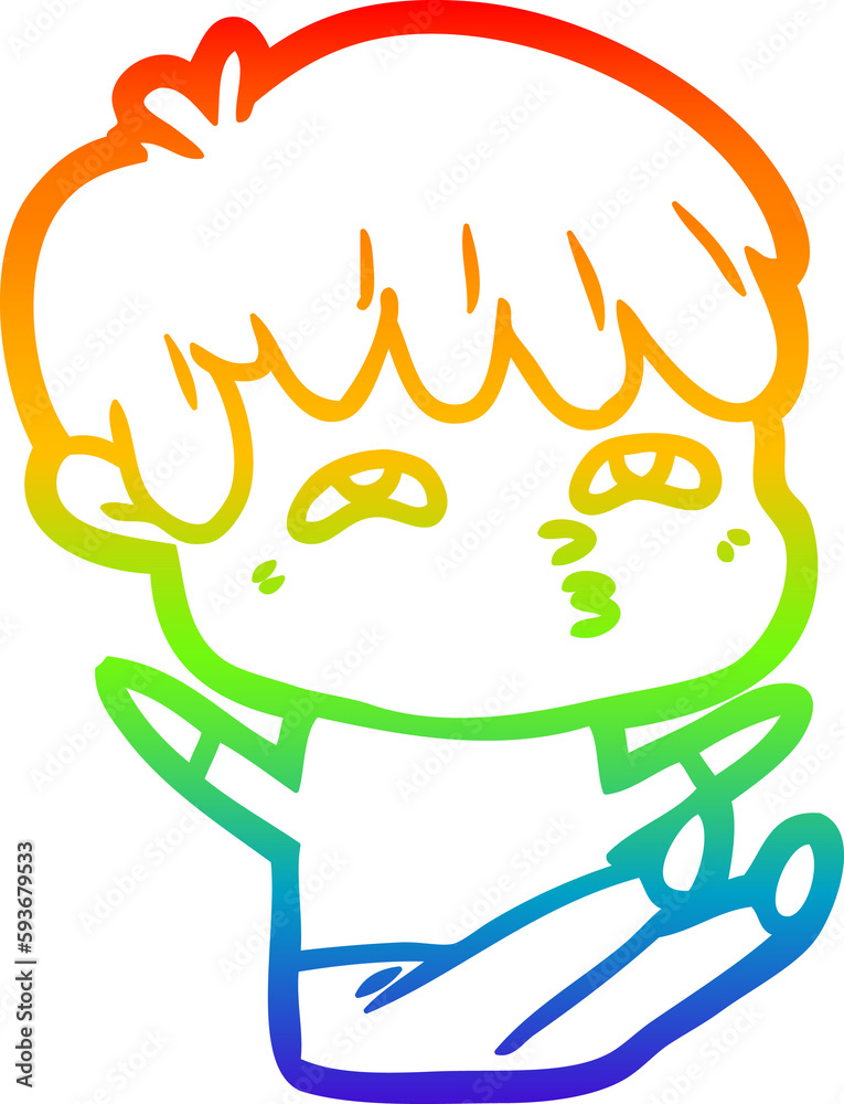 rainbow gradient line drawing cartoon curious man rainbow gradient line drawing cartoon curious man