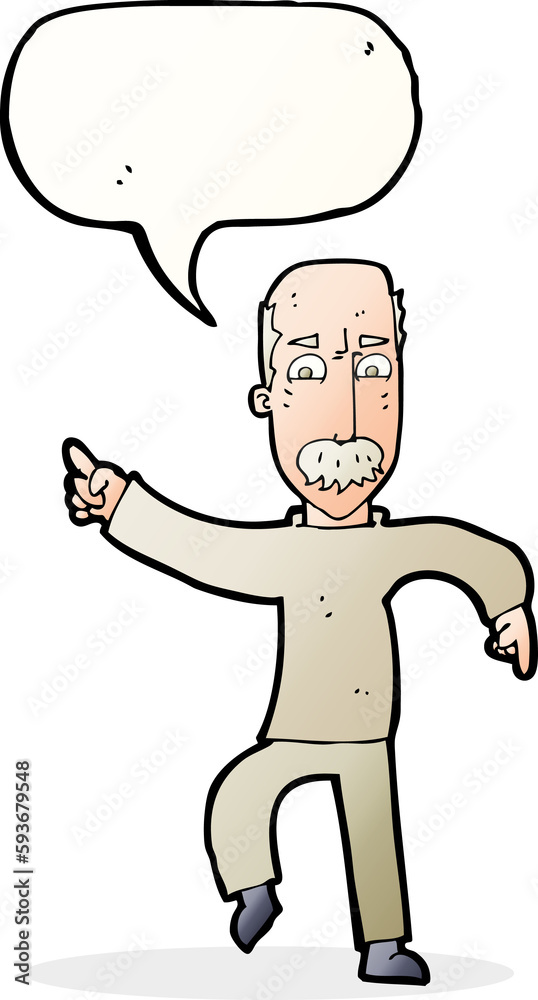 cartoon angry old man with speech bubble