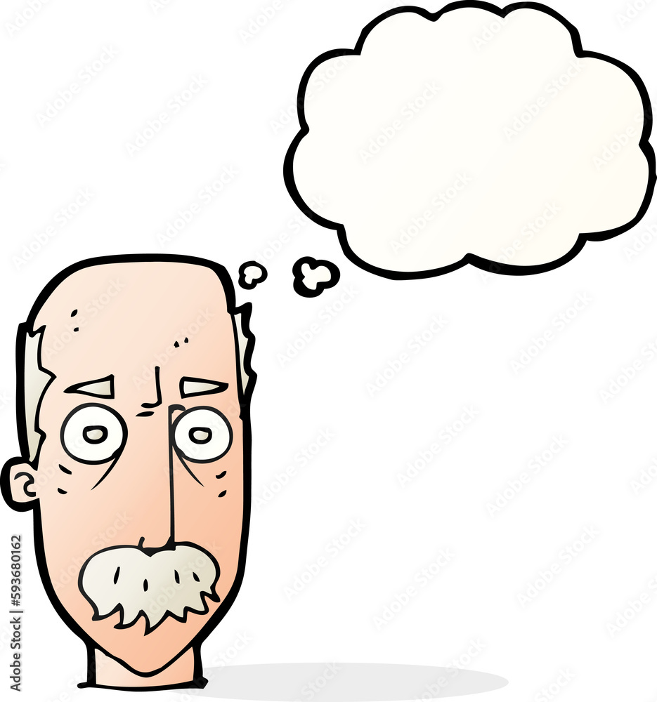 cartoon man with mustache with thought bubble cartoon man with mustache with thought bubble