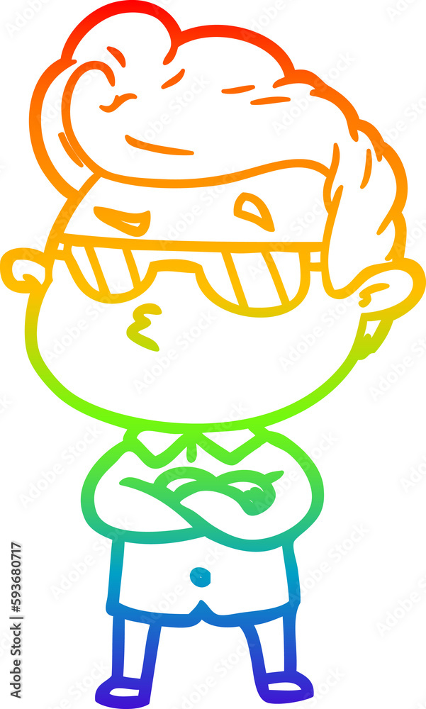 rainbow gradient line drawing cartoon cool guy rainbow gradient line drawing cartoon cool guy