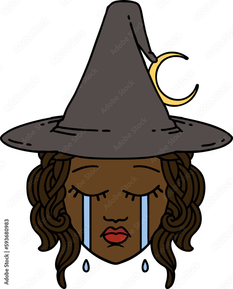crying human witch character illustration