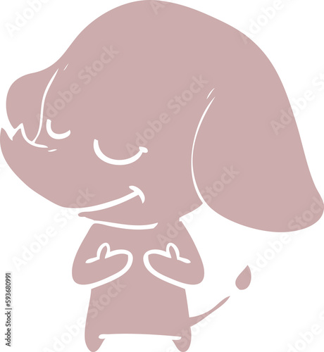 flat color style cartoon smiling elephant