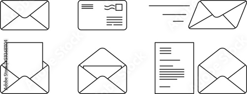 mail envelope icon set, correspondence vector illustration