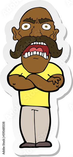 sticker of a cartoon angry man