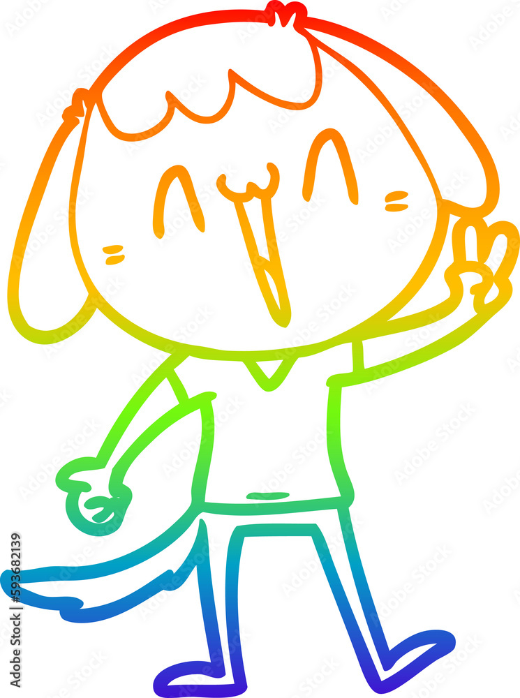 rainbow gradient line drawing cartoon laughing dog rainbow gradient line drawing cartoon laughing dog