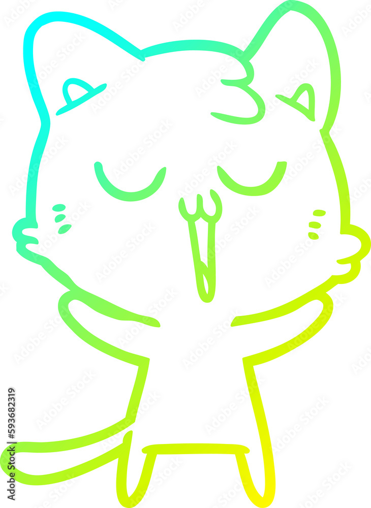 cold gradient line drawing cartoon cat singing cold gradient line drawing cartoon cat singing