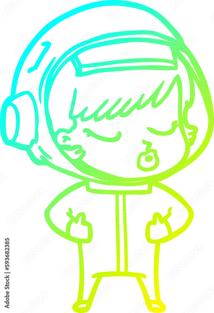cold gradient line drawing cartoon pretty astronaut girl cold gradient line drawing cartoon pretty astronaut girl