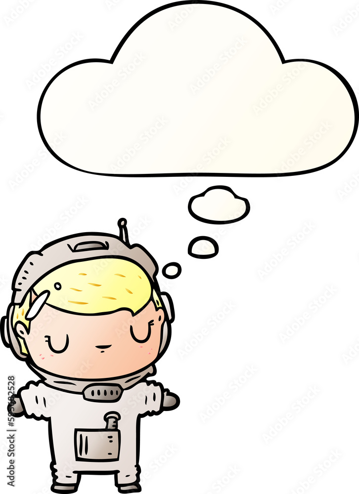 cartoon astronaut and thought bubble in smooth gradient style cartoon astronaut and thought bubble in smooth gradient style