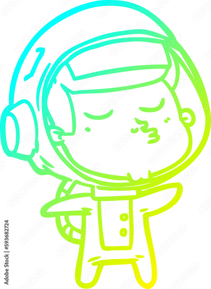 cold gradient line drawing cartoon confident astronaut cold gradient line drawing cartoon confident astronaut