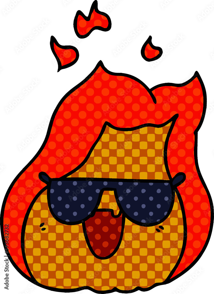 cartoon kawaii flames in shades cartoon kawaii flames in shades