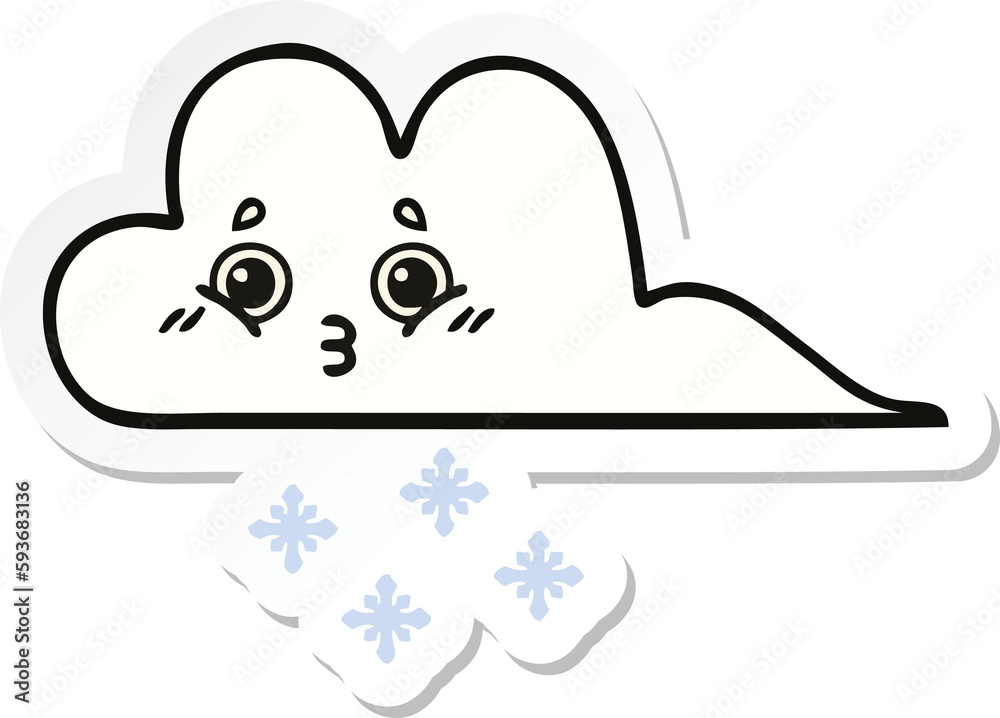 sticker of a cute cartoon snow cloud sticker of a cute cartoon snow cloud