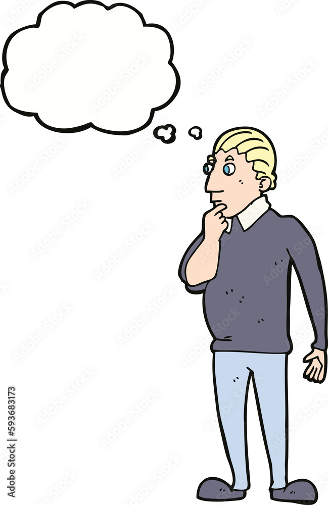 catoon curious man with thought bubble catoon curious man with thought bubble