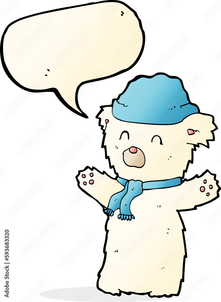 cartoon cute polar bear with speech bubble cartoon cute polar bear with speech bubble