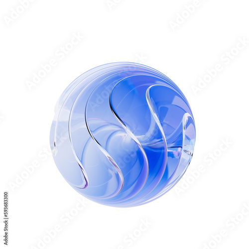 Futuristic 3d rendering abstract metaball, blue gradient spherical glass orb, modern graphic design element