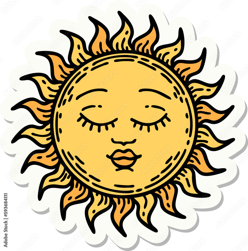 tattoo style sticker of a sun